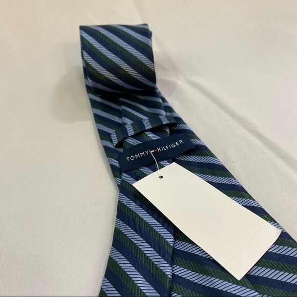 Tommy Hilfiger Blue, Green and Navy Striped Tie - Picture 5 of 5
